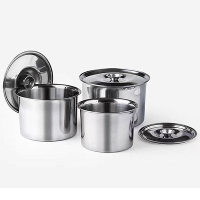 Contenedor redondo de salsa de acero inoxidable con tapa