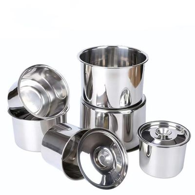Contenedor redondo de salsa de acero inoxidable con tapa