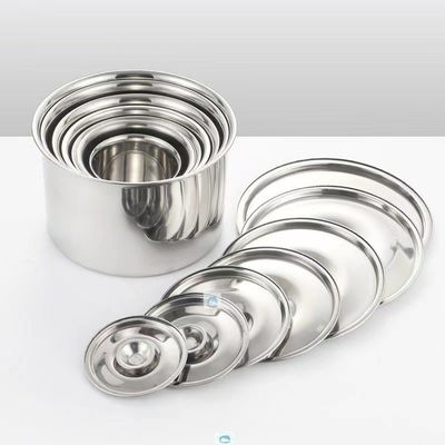 Contenedor redondo de salsa de acero inoxidable con tapa