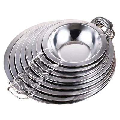 Grado alimenticio 18-32 cm cacerola de acero inoxidable con fondo plano