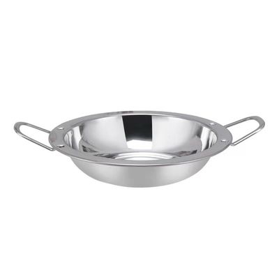 Grado alimenticio 18-32 cm cacerola de acero inoxidable con fondo plano