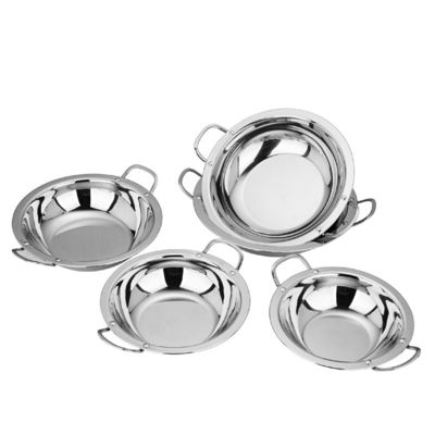 Grado alimenticio 18-32 cm cacerola de acero inoxidable con fondo plano