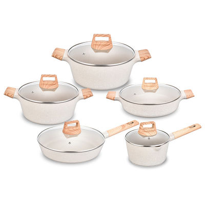 Conjunto de 10 piezas de olla de aluminio antiadherente de piedra médica