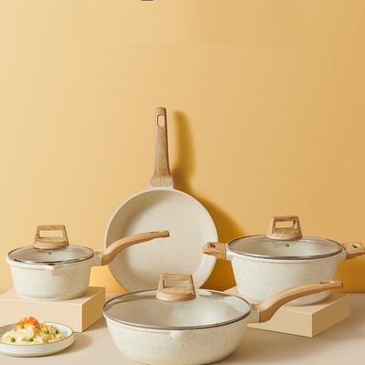 Conjunto de 10 piezas de olla de aluminio antiadherente de piedra médica