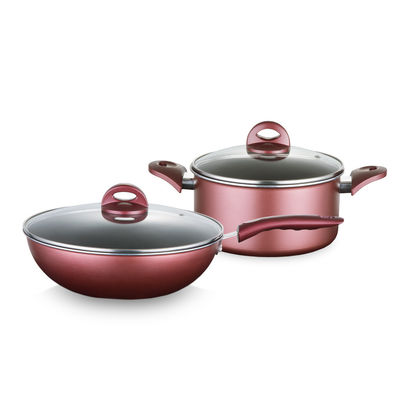 Conjunto de tres piezas de utensilios de cocina de aluminio borgoña
