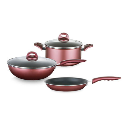Conjunto de tres piezas de utensilios de cocina de aluminio borgoña