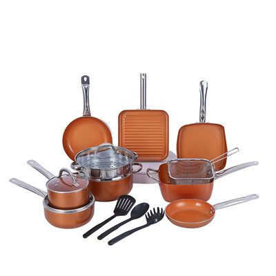 Cuadro de utensilios de cocina de aluminio naranja con agarre de silicona