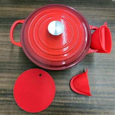 Horno holandés de hierro fundido de 6 litros de esmalte premium con tapa - Disponible en 6 colores con guantes de silicona y portapotas
