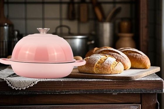6QT Horno holandés de hierro fundido rosado con esmalte  Elegante y funcional