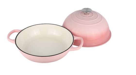 6QT Horno holandés de hierro fundido rosado con esmalte  Elegante y funcional