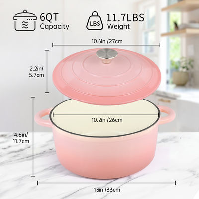 5.5Qt de hierro fundido Dutch Oven esmalteado - Perfecto para hornear pan y masa agria, seguro para horno