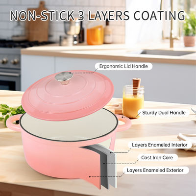 5.5Qt de hierro fundido Dutch Oven esmalteado - Perfecto para hornear pan y masa agria, seguro para horno