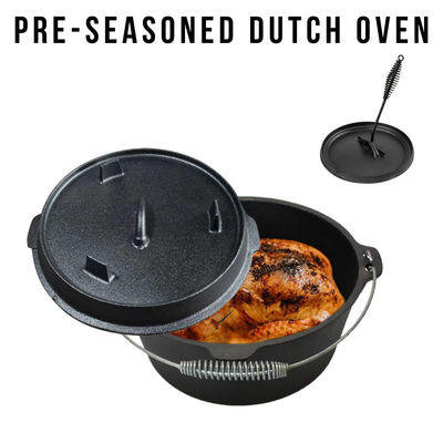 El horno de campo del hierro de Matt Black Pre Seasoned Cast 2 cuartos de galón de fácil mantiene