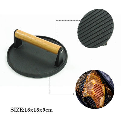 Matt Black Kitchen Cookware Accessories prensa de la hamburguesa del arrabio de 7 pulgadas