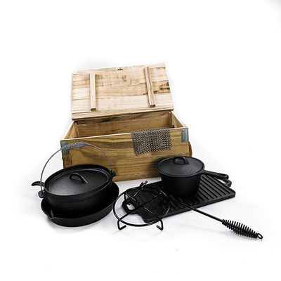 El OEM pre sazonó el Cookware del arrabio fijado para acampar